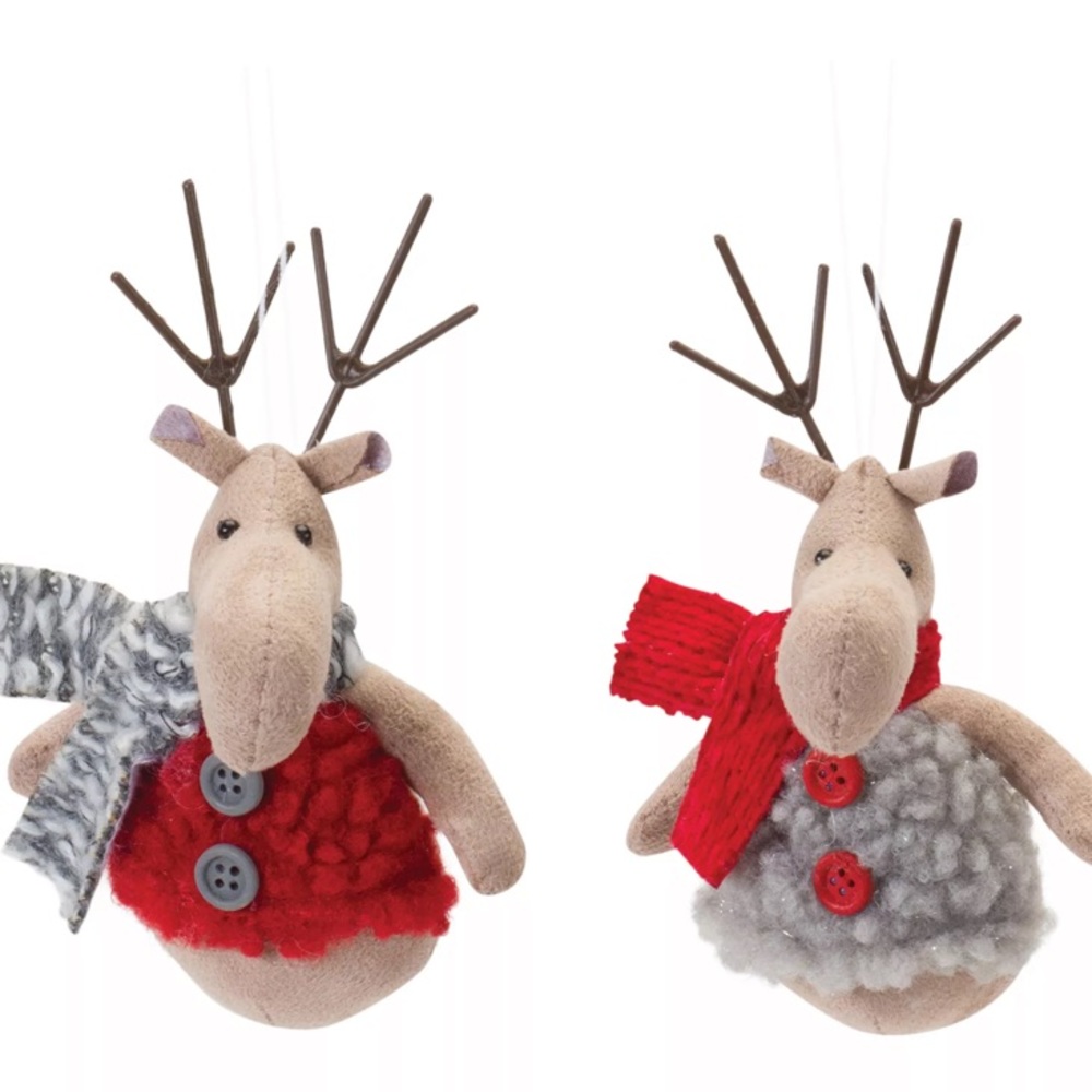 NWT Reindeer Christmas Tree Ornaments Set of 3